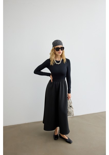 Mery Scuba Kloş Etek Siyah fiyatları