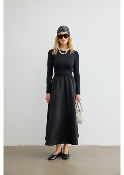 Mery Scuba Kloş Etek Siyah modelleri