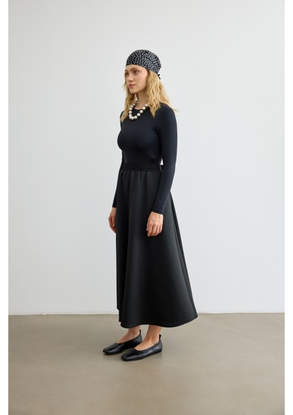 Mery Scuba Kloş Etek Siyah fırsatları