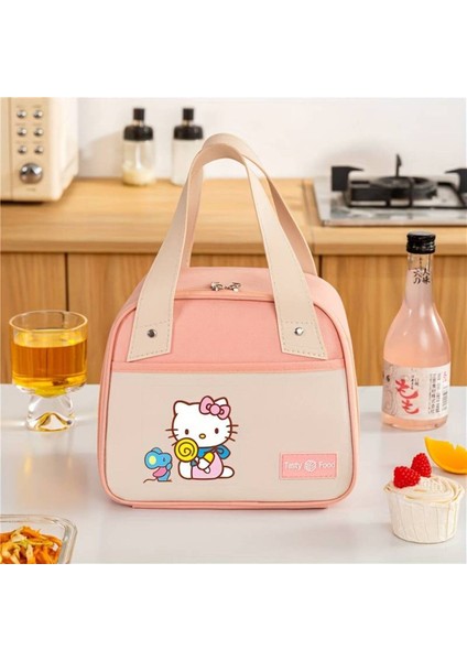 Beslenme Çantası Hello Kitty Figürlü Izoleli Sıcak Soğuk Koruma Geniş Kapasiteli AD15124