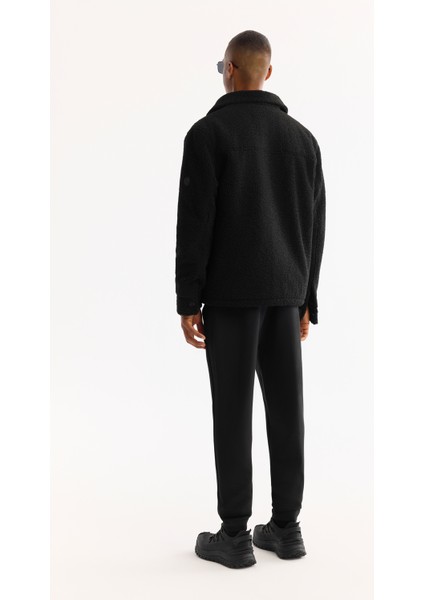 Erkek Siyah Klasik Yaka Rüzgar Geçirmez -4 Dereceye Dayanıklı Peluş Regular Fit Mont A52Y6111