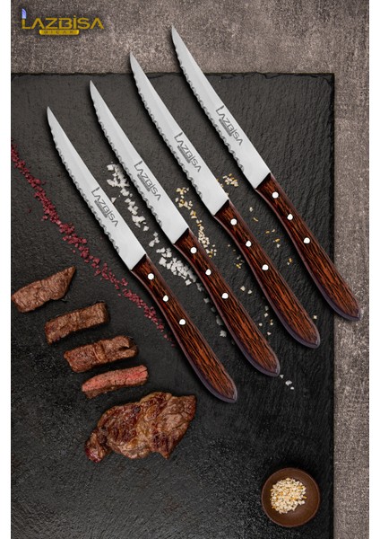 Hand Craft Serisi Steak Et Bıçağı Mutfak Bıçak 4 Lü Restoran Et Kesme Doğrama Bıçak Hds-68