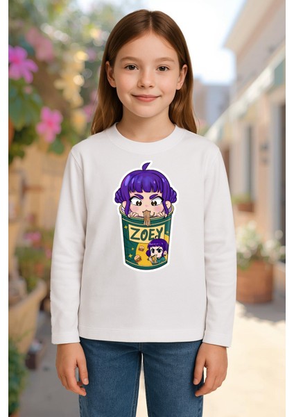 Kpop Demon Hunters Huntrix Zoey Uzun Kollu Baskılı Kız Çocuk Tişört (4-13 Yaş) fiyatları