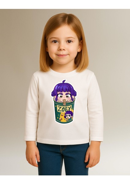 Kpop Demon Hunters Huntrix Zoey Uzun Kollu Baskılı Kız Çocuk Tişört (4-13 Yaş) modelleri