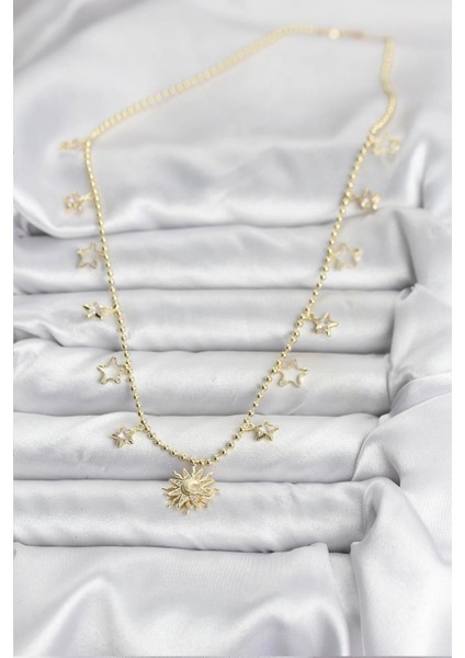 Pirinç Gold Renk Güneş Model Kadın Kolye - TJ-BKO10645 fiyatları