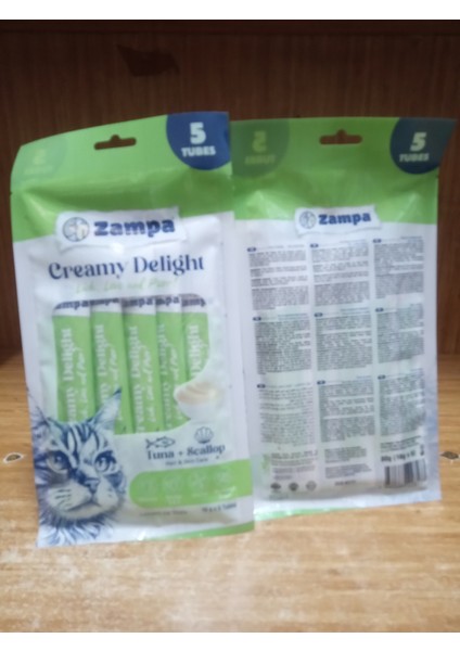 Creamy Delight Ton Balıklı & Deniz Taraklı Kedi Krema Ödül Maması - 16G x 5 2 PAKET+100 Gram Glukozamin İçerikli Pasta