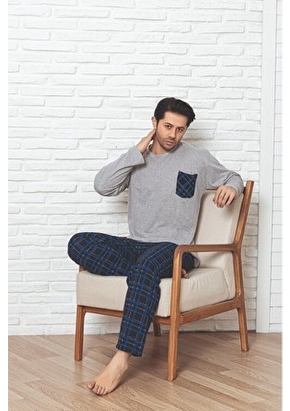 Ercan Açık Gri Üst Cepli Alt Mavi Kareli Pjm Tkm modelleri