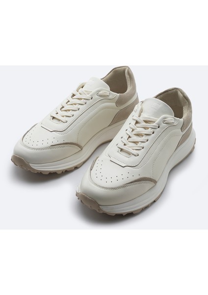 Erkek Bej %100 Deri Esnek Taban Hafif Casual Ayakkabı B008010