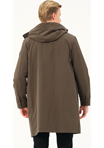 Erkek Mont Kapüşonlu Uzun Erkek Parka