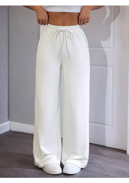 Kadın Baggy Fit 3 Iplik Beli Lastikli Geniş Paça Eşofman