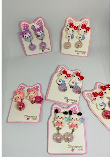 Hello Kitty Kuromi Sanrio Karakterli Karışık Renk ve Model Bijuteri Renkli Boncuklu Arkası Sıkıştırmalı Çocuk Küpe Seti (2ÇİFT) fiyatları