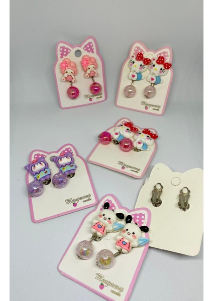 Hello Kitty Kuromi Sanrio Karakterli Karışık Renk ve Model Bijuteri Renkli Boncuklu Arkası Sıkıştırmalı Çocuk Küpe Seti (2ÇİFT) fırsatları