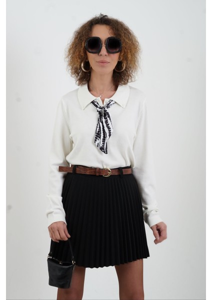 Siyah Kemerli Içi Şort Astarlı Piliseli Mini Etek fırsatları