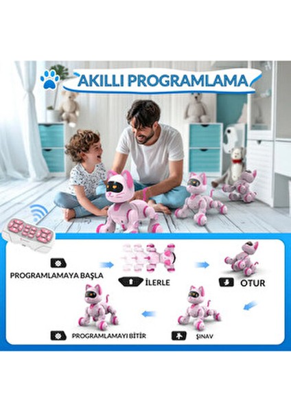 Full Fonksiyon Uzaktan Kumandalı El Sensörlü Şarjlı Işıklı Müzikli Dansçı Robot Kedi fiyatları
