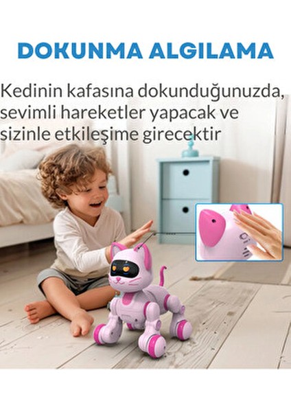 Full Fonksiyon Uzaktan Kumandalı El Sensörlü Şarjlı Işıklı Müzikli Dansçı Robot Kedi