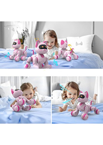 Full Fonksiyon Uzaktan Kumandalı El Sensörlü Şarjlı Işıklı Müzikli Dansçı Robot Kedi