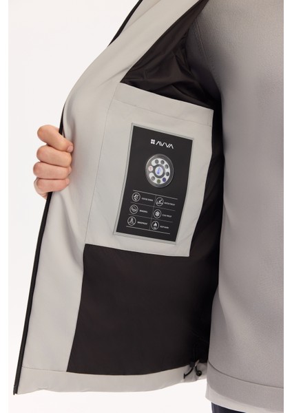 Erkek Gri Kapüşonlu %100 Kaz Tüyü Su İtici Rüzgar Geçirmez -7°CDayanıklı Şişme Mont A52Y6115