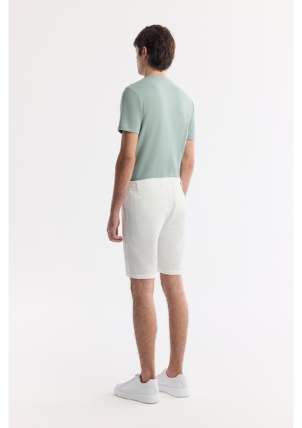 Erkek Beyaz Yanı Lastikli Gofreli Bi-Stretch Slim Fit Chino Şort A51Y3730