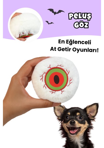 Cadılar Bayramı Temalı Köpek Oyuncak Seti | Hışırtılı Peluş Terlik, Peluş Örümcek ve Göz Oyun Topu