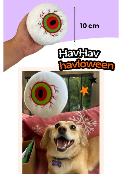 Cadılar Bayramı Temalı Köpek Oyuncak Seti | Hışırtılı Peluş Terlik, Peluş Örümcek ve Göz Oyun Topu