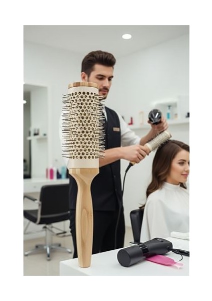 Profesyonel Kuaför 62 mm Ceramic Ionic Nano Fön Fırçası – 27 cm Uzunluk, Profesyonel Kuaför Serisi