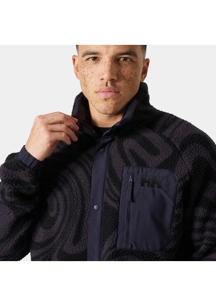 Panorama Printed Pile Snap Mont Erkek Polar