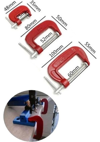 Doğrama ve Metal Sıkma Sıkıştırma Için 3lü Mini Mengene Aparat ( Lisinya )