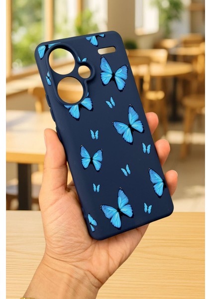 Redmi Note 13 Pro Plus - Mavi Kelebek Desenli Silikon Darbe Emici Klasik Korumalı Rubber Kılıf modelleri