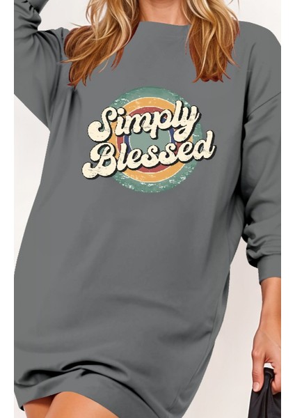 Kadın Uzun Kollu Bisiklet Yaka Yazılı Viskon Iki Iplik Elbise fiyatları