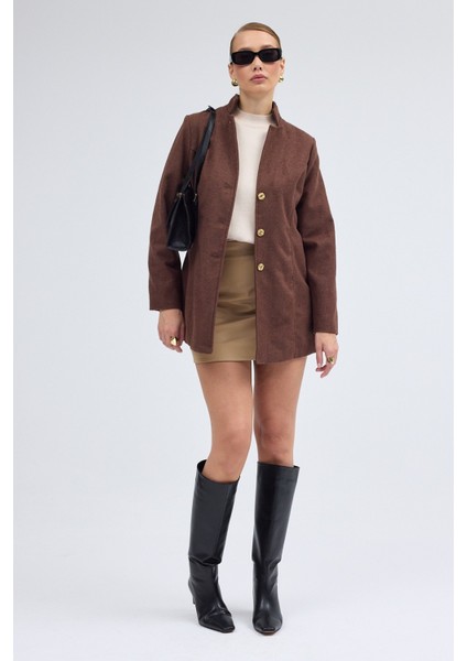 Tasarım Yaka Kısa Boy Kaşe Kaban