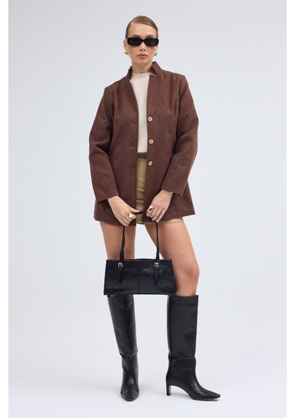 Tasarım Yaka Kısa Boy Kaşe Kaban