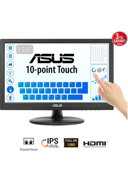 VT169HE 15.6" 1920X1080 Vga/hdmı Dokunmatik Siyah IPS LED Monıtor