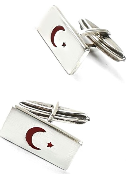 Ay Yıldızlı Gümüş Kol Düğmesi