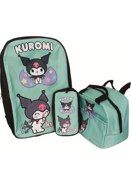 3'lü Çocuk Sırt Çantası Seti Kuromi Figürlü (Sırt Çantası /beslenme Çant. / Kalem Kutusu) KY01200