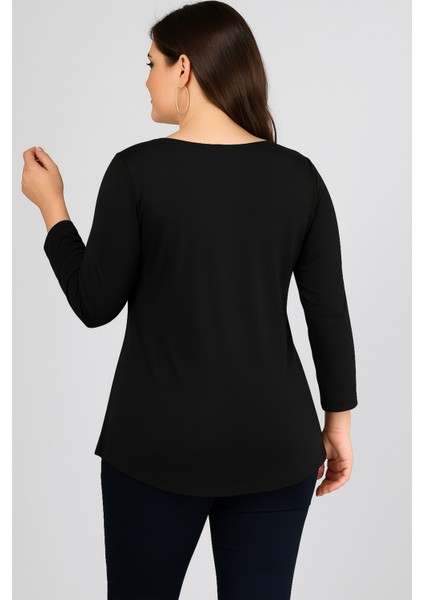 Büyük Beden V Yaka Uzun Kol Geniş Etekli Bluz modelleri