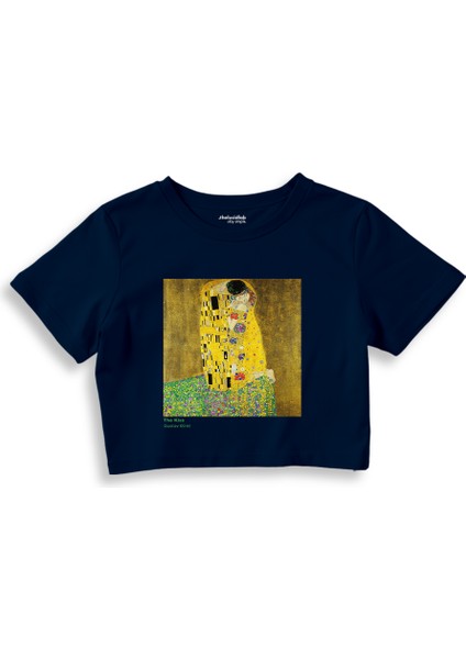 The Kiss Crop Tişört - Lacivert