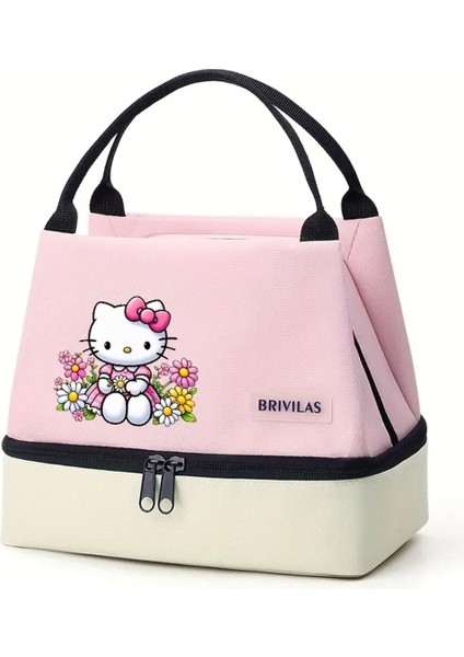 Beslenme Çantası Hello Kitty Figürlü Izoleli Sıcak Soğuk Koruma Çift Bölmeli Brılıvas AD6639