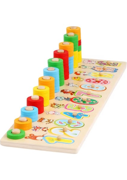 Ahşap Logaritma Montessori Sayılı Eğitici Öğretici Eşleştirme Oyunu