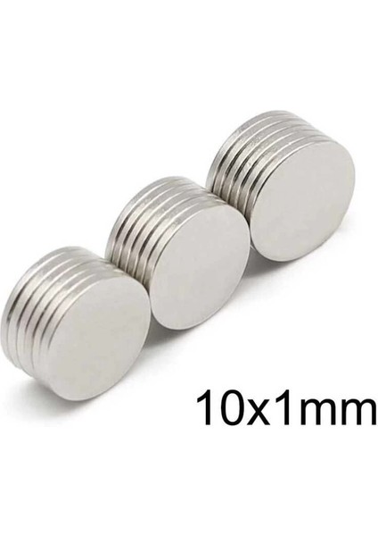 50 Adet 10X1MM Yuvarlak Neodyum Mıknatıs Güçlü Dayanıklı Magnet Nikel Kaplama ( Lisinya )