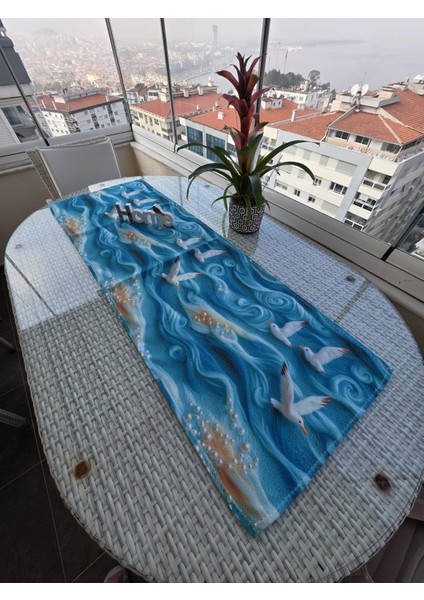 Martı ve Deniz Desenli 3 Boyutlu Runner modelleri