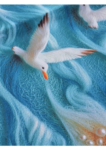 Martı ve Deniz Desenli 3 Boyutlu Runner fırsatları