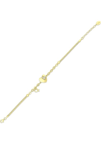 Kalp Figürlü Altın Bileklik - 14K