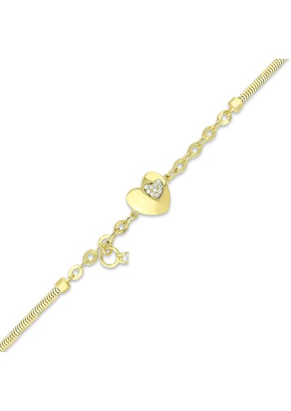 Kalp Figürlü Altın Bileklik - 14K