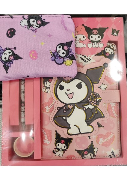 Kuromi Figürlü Defter Kalem Bant Seti ve Mini Cüzdan