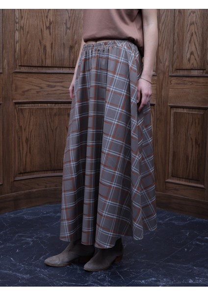 Kadın Ekose Kloş Etek modelleri