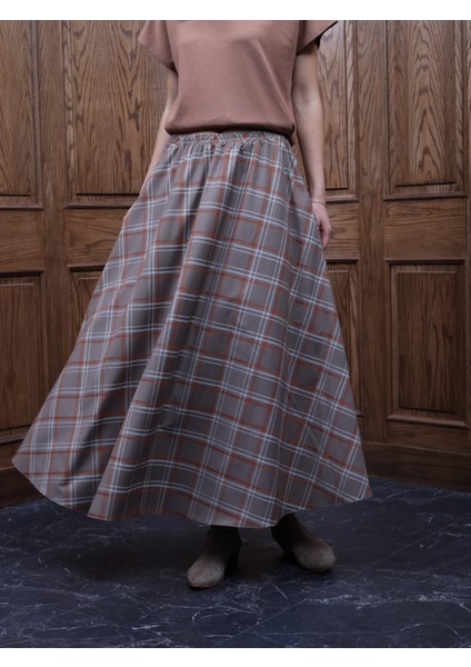 Kadın Ekose Kloş Etek