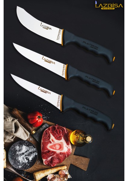 Platinum Serisi Mutfak Bıçak Seti Et Ekmek Sebze Salata Şef Bıçağı 3 Lü Set Hds-56