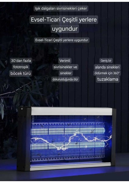 Sivrisinek Sinek Böcek Öldürücü Kovucu Yok Edici Mavi Işık 2x4 Watt
