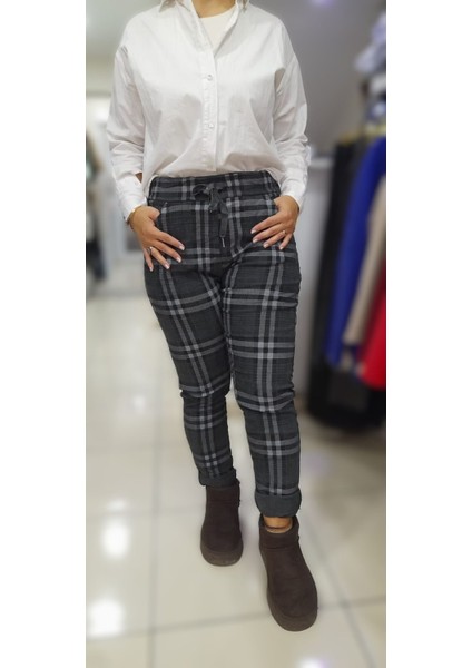 Italyan Ekoseli Bayan Pantolon