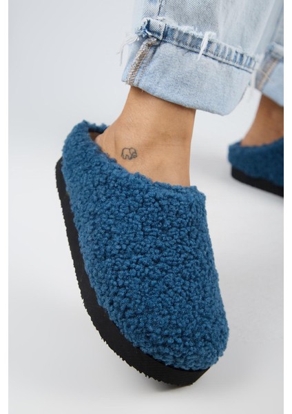 (Orlina) Kadın Tedy Sabo Platform Gece Mavisi Terlik fırsatları